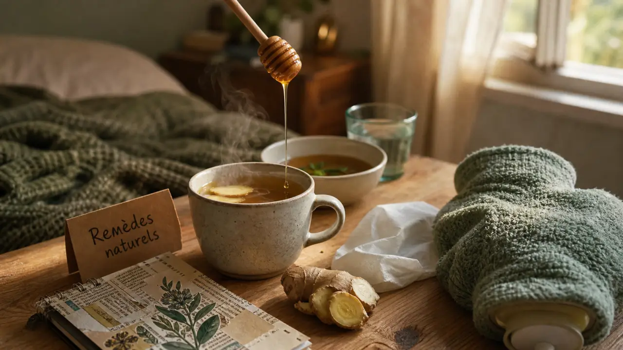 Grippe remèdes naturels : tisane au gingembre, vapeur, hydratation