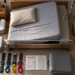 Matériel médical pour se lever du lit : barre d’appui, potence, lit médicalisé