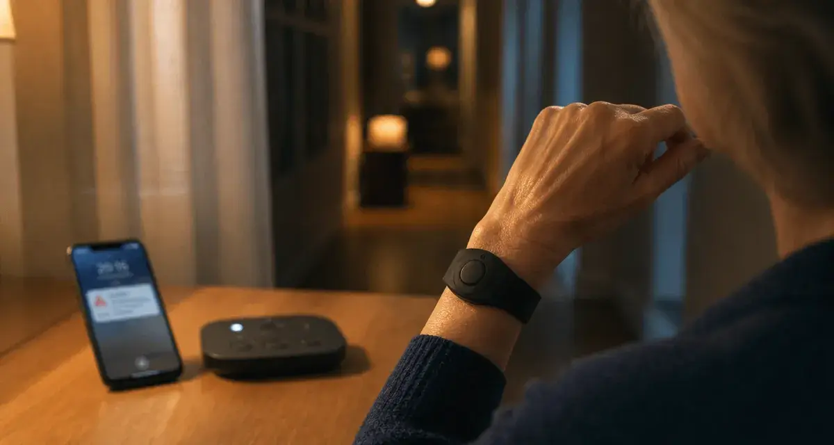 Bracelet alarme personne âgée sans abonnement, sur poignet