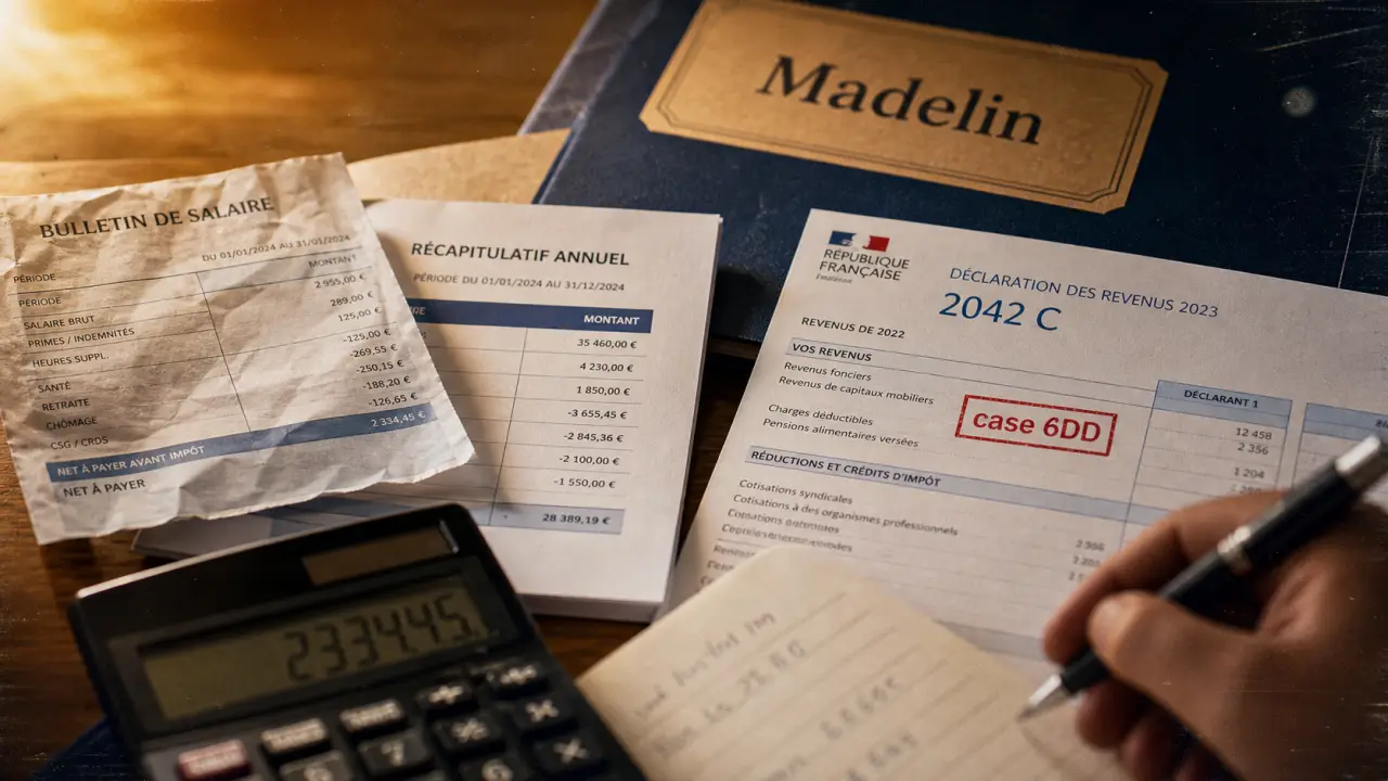 Deduire mutuelle impot : case 6DD sur déclaration 2042 C