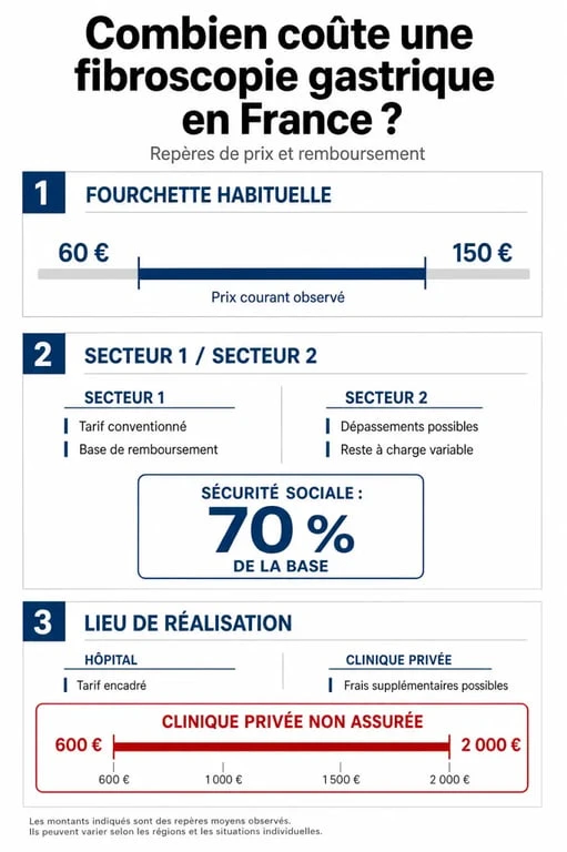 Infographie sur le prix d’une fibroscopie gastrique