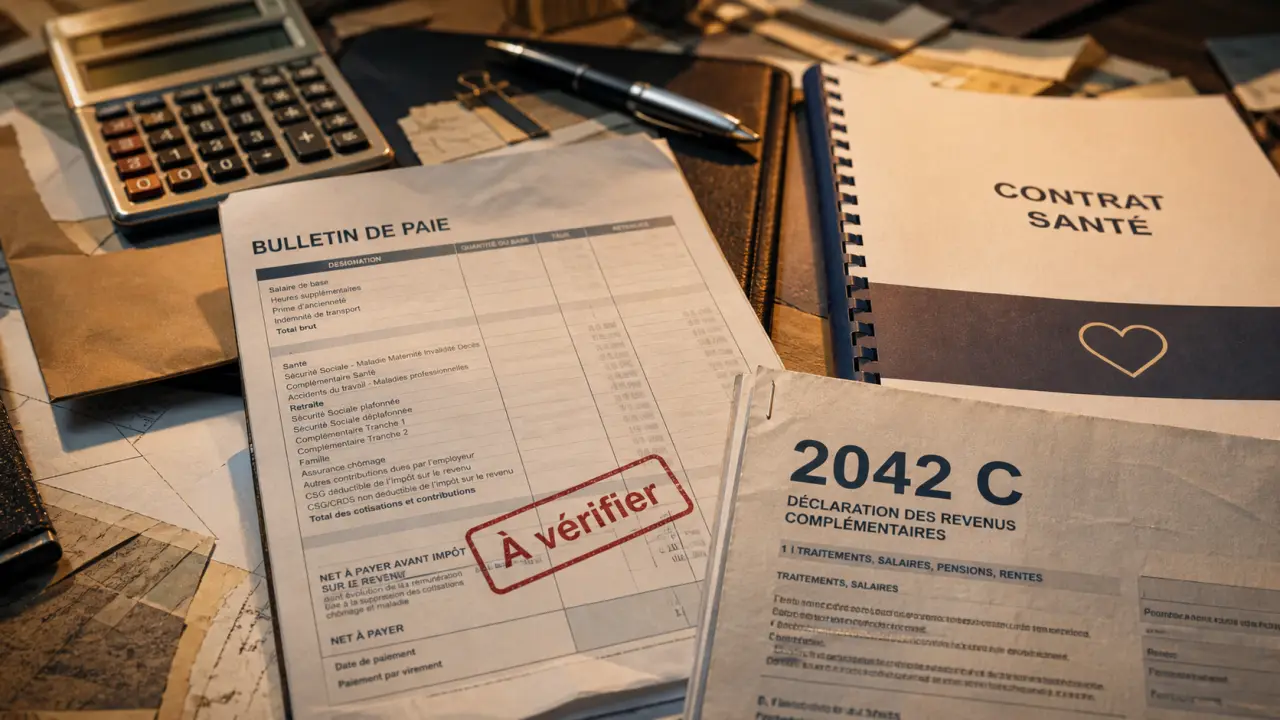Impots mutuelle : fiche de paie et formulaire 2042 C