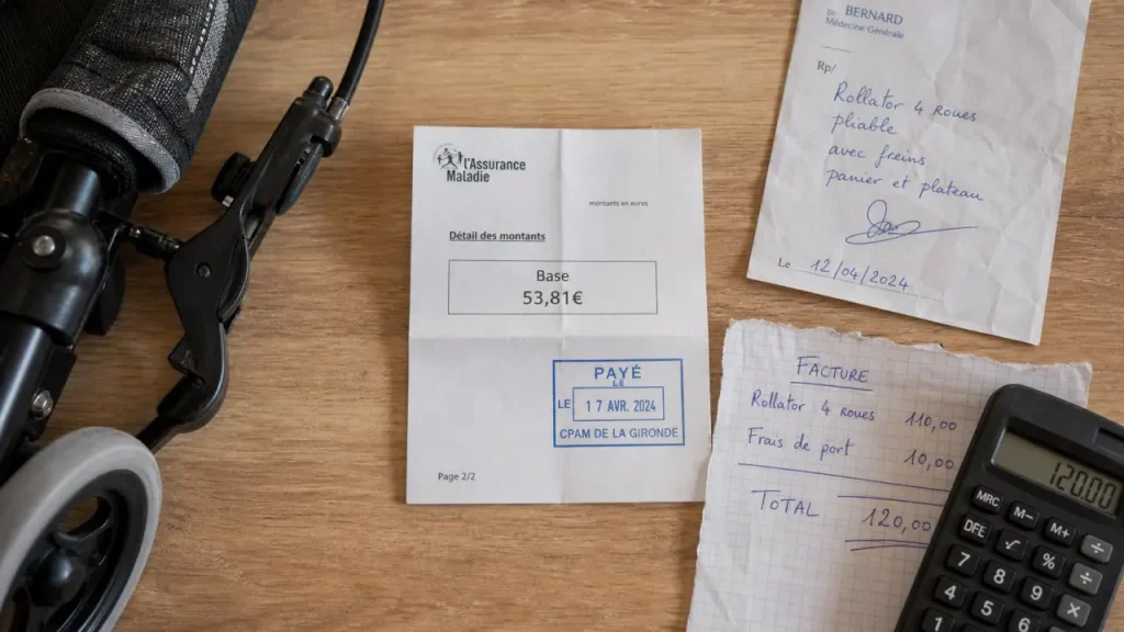 Remboursement déambulateur 4 roues : base 53,81 € et ordonnance