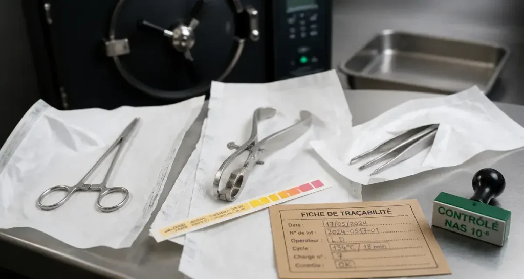 Stérilisation matériel médical : autoclave, sachets stériles et traçabilité