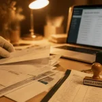 Aide administrative à domicile tarif : tri factures et courriers sur bureau