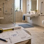 PMR salle de bain : passage 90 cm et giration 1,50 m