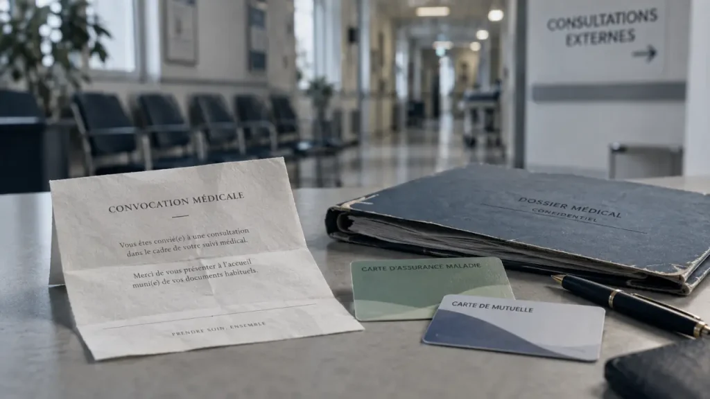 Consultations externes hopital : convocation, carte Vitale et mutuelle